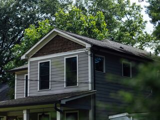 Close-up of deck framing underside