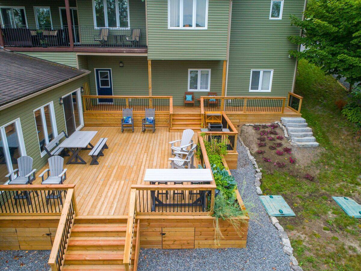 Wooden deck rebuilt with new railing